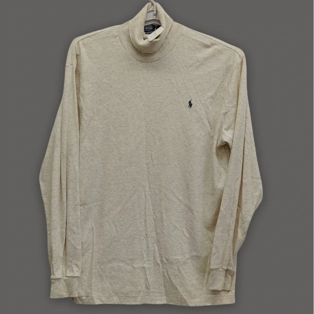 Vintage‎ Polo Ralph Lauren Turtleneck Mens Large Cream Heather USA Made
